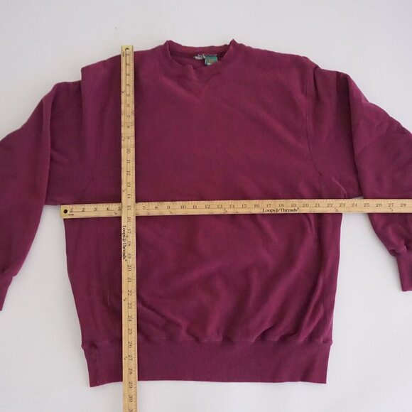 Vintage '90s Maroon 100% Cotton Blank Boxy Fit Crewneck Sweater XL - Picture 3 of 9
